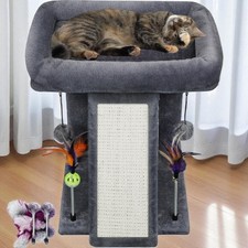 Indoor Cat Tree Tower with Scratching Post and Playful Toy Balls, Grey