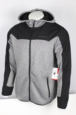 Spyder Men's Full Zip Jacket Hoodie Fleece Dry Thermo Web Black Gray