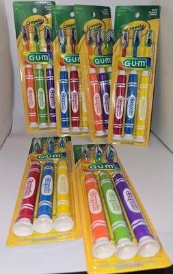 18 ct GUM Crayola Kids Toothbrush Soft Bristles Suction Cup Base, Colors Vary
