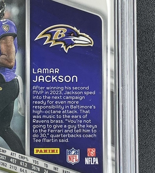 Lamar Jackson 31/60 - 2024 Spectra Interstellar #15 Baltimore Ravens PSA 9 Mint view 4