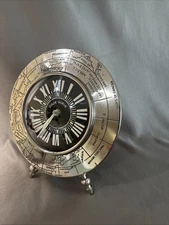 Vintage  Half Dome Engraved World Desk Mantel Table Clock