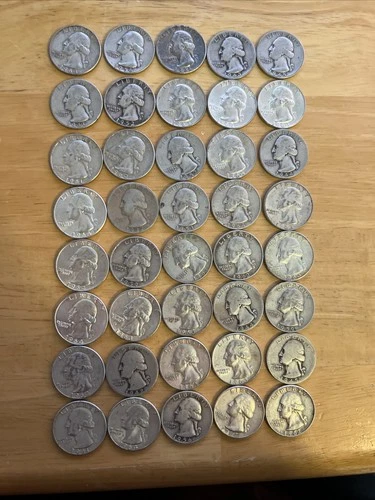 90% Silver Washington Quarters- Roll of 40 Coins ($10 Face Value) Mixed Dates