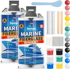 2Pack Fiberglass Boat Repair Kit White Resin Gel Coat Repair Kit for Boats, Mari