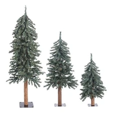 Vickerman 110" Natural Bark Alpine Artificial Christmas Tree Set in Green