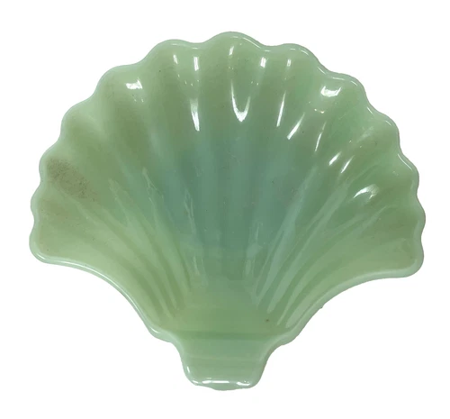 Fire King Anchor Hocking Jadeite Green Seashell Candy Trinket Dish