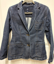 Y2K Gap jean jacket size 8 dark denim Blazer fitted Fall 03 cotton EC 2 button