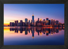 New York City Skyline bei gerahmtem Wandbild Poster Druck Bild
