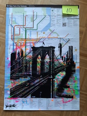 Art on Subway Map, BROOKLYN BRIDGE - FARBIG, 82 cm x 60 cm*NEU*TOP*NEU*