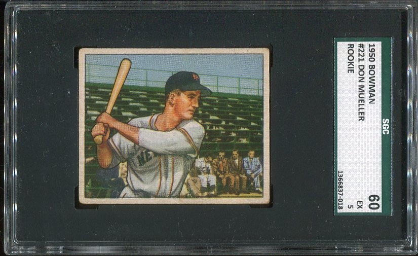 1950 Bowman Don Mueller #221 SGC 5 | New York Giants | Vintage Baseball Card