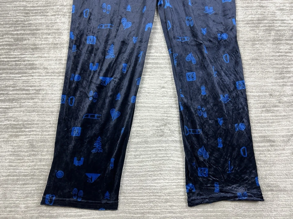 Pantalones de pijama Columbia para hombre XL azul estampado suave polar tirar en salón cómodos Foto 3 de 4