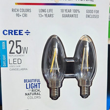 Cree Led Candelabra Candle Bulb 2.6w 25w Repl Daylight 5000k 90 Cri