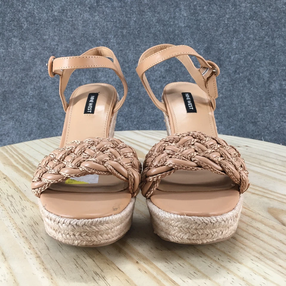 Sandalias Nine West Mujer 9.5 M Hosana Alpargatas Beige Imitación Cuero Cuña NUEVAS Foto 4 de 4