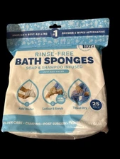 SCRUBZZ Rinse Free 25pc Bath Single Use Shower Sponge - Caregiving, Travel, Kids
