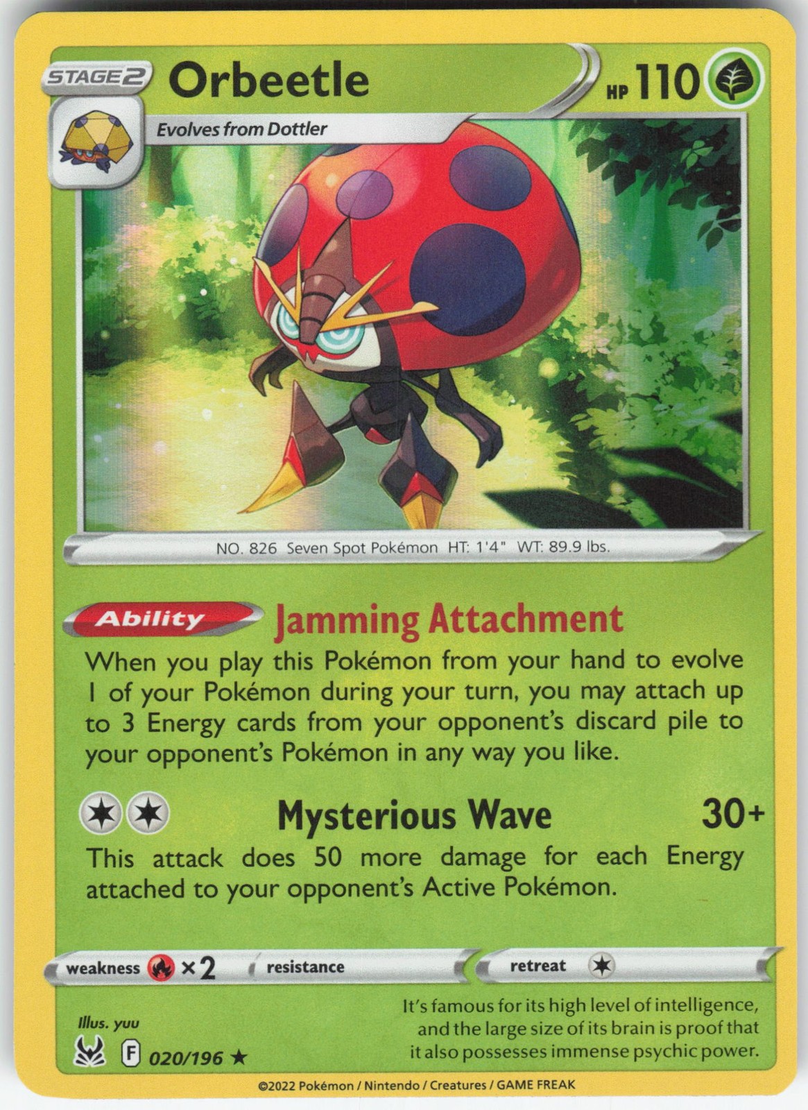 Orbeetle 020/196 Holo Rare SWSH11 SWSH11: Lost Origin LP