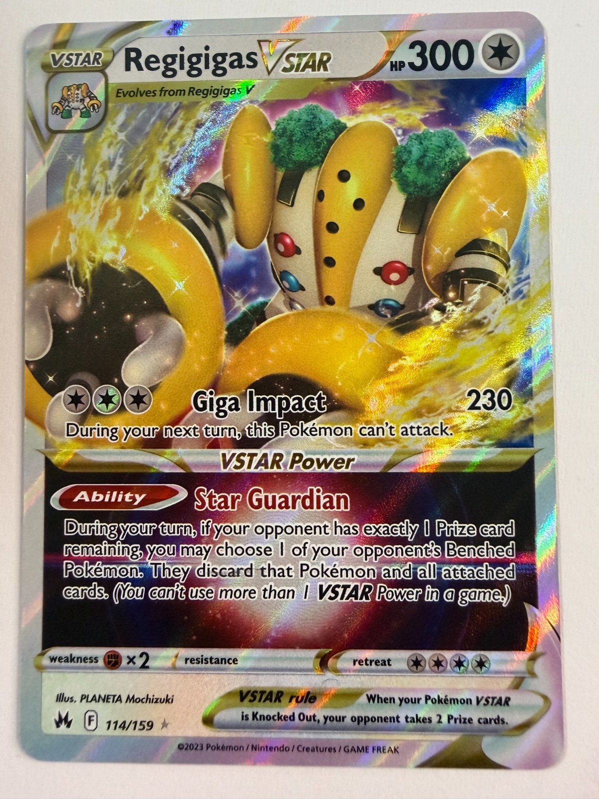 Regigigas Vstar 114/159 Crown Zenith NM Full Art Ultra Rare Pokemon Card