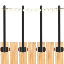 4 Pack 1.4 FT String Light Poles Suspension Outdoor Fence Post Lights with Cl...