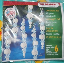 The Beadery beaded icicle Christmas tree ornament kit NIP makes 6 white blue