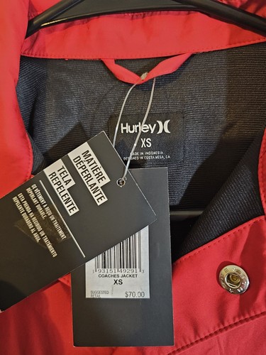 Hurley Herren XS Extra Small Coaches Jacke Wasserabweisend Rot C12655 - Bild 5 von 5