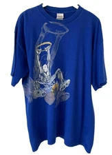 AND1 Basketball Robot Dunk Graphic T-Shirt Blue XL Made in Mexico Streetwear #73