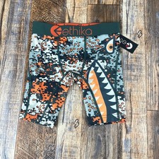 Ethika Boy's Small Green Camo Polyester Spandex Bomber Battle Tested Boxer Brief