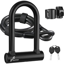 Sportneer Bike Lock: 17mm Heavy Duty Bike D Lock with 5Ft/1.2M High Security Ste