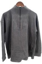 Isaac Mizrahi Live! Soho Plush Knit Half Zip Up Pullover Pitch Black L New