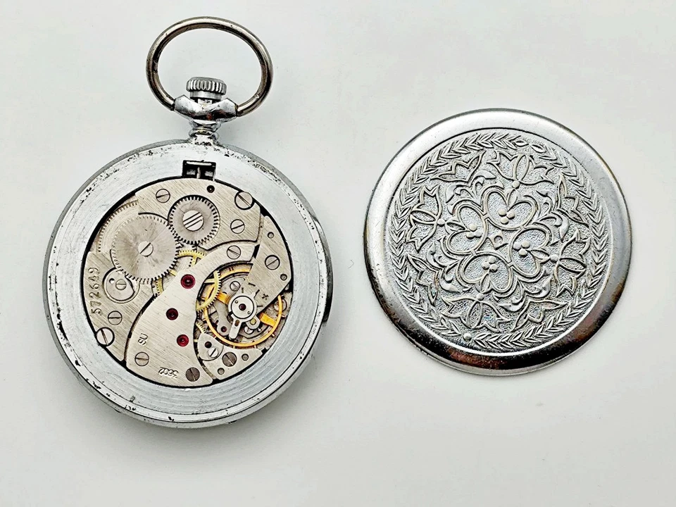 MOLNIJA 3602 Pocket Watch Vintage Molniya Mechanical Red Dial USSR Serviced - Image 3 of 4