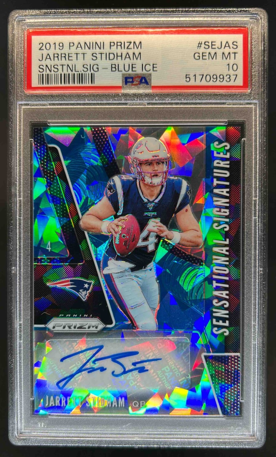 Jarrett Stidham Panini Prizm Sensational Signatures #SEJAS Blue Ice