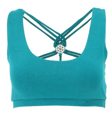 Goa Psytrance Bikini Top, Boho Top, Pixi Yoga Top - petrol/dunkel