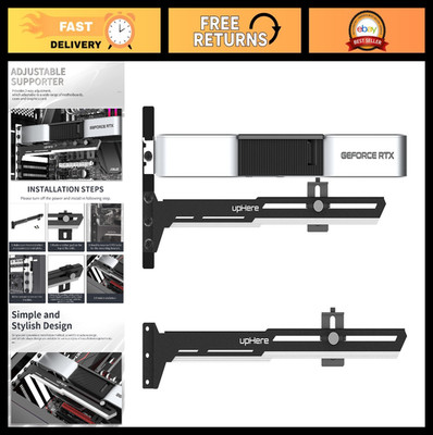 Adjustable Graphics Card GPU Brace Support - Black & White Video Card Sag Holder