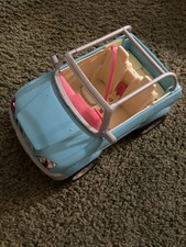 Vintage Mattel 2005 Barbie Beach Party Blue Jeep with Cream Interior No Box