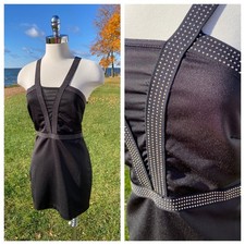 Bodycon Dress Black Silver Studded Womans Size Medium Cross-Cross Forever 21