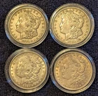 Lot Of 4 Morgan Dollars VG+, BU, 90% Silver 1921
