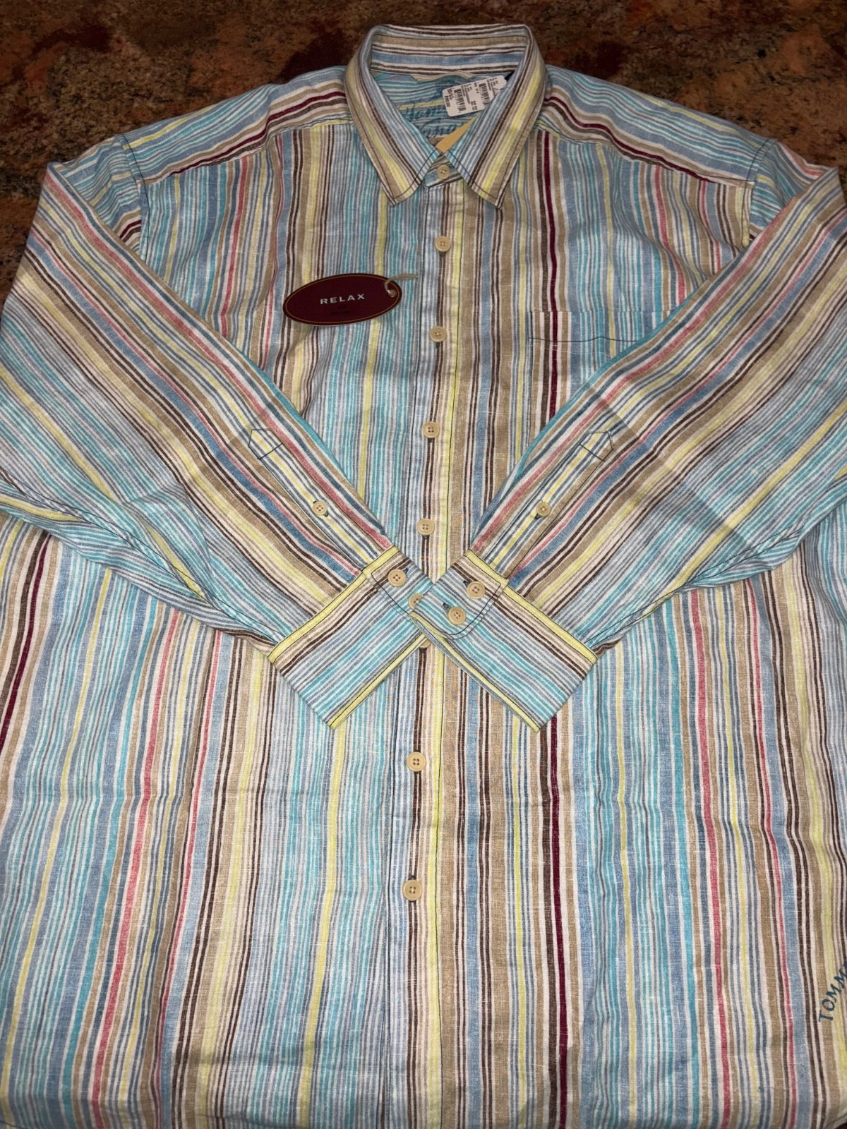 Tommy Bahama Relax 100% Linen Shirt Men XXLB Stripe clipper NWT MSRP $110