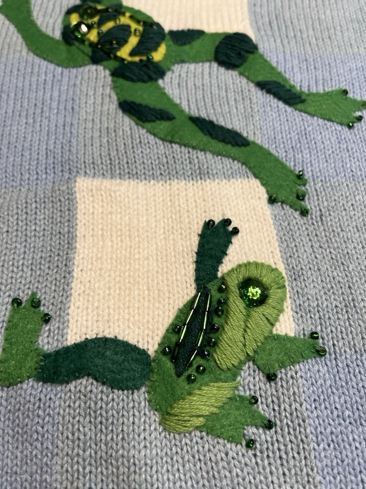 Quacker Factory Embroidered Frogs Button Down Short Sleeve Sweater 3X~ NWT - Image 4 of 4