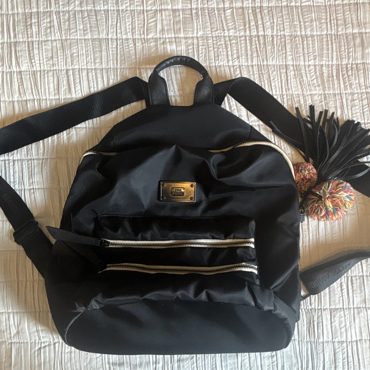 Steve Madden BSOLLY Backpack Black Multi Logo Print Nylon‎ Bag DO328735 NEW Steve Madden Drawstring Backpack Bags & Handbags for Women  main image 2