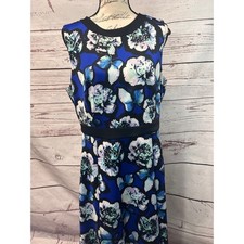 Nine West Blue Sleeveless Zip Closure A Frame Dress Classic Womens Size 14