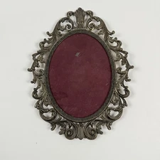 Vintage Ornate Metal Picture Frame Oval Brass Filigree Baroque Rococo No Glass