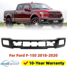 Black Steel Front Bumper Face Bar For Ford F-150 F150 2018-2020 W/ Fog Hole