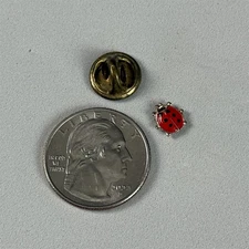 Red Ladybug Enamel Gold Tone Tiny Small 5/8" Size Scatter Pin Pinback #56465