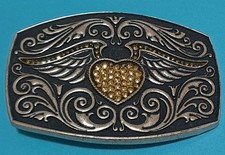 Ladies Western Belt Buckle Heart Wings D16