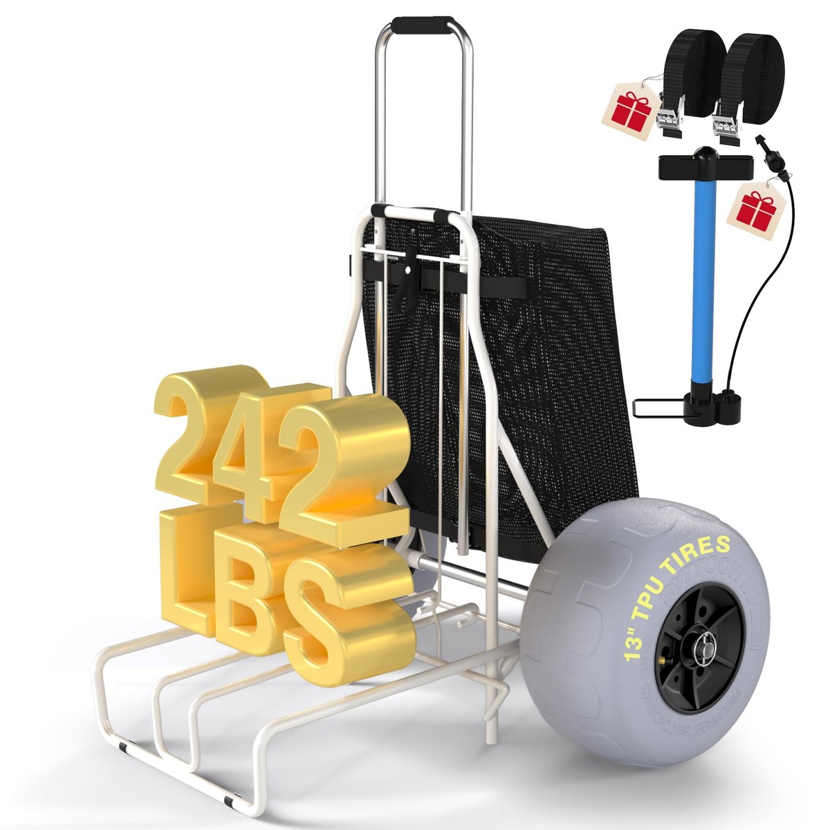 PYY Beach Cart with Big Balloon Wheels-Sand, Foldable Wagon Dolly Buggy  Trolley