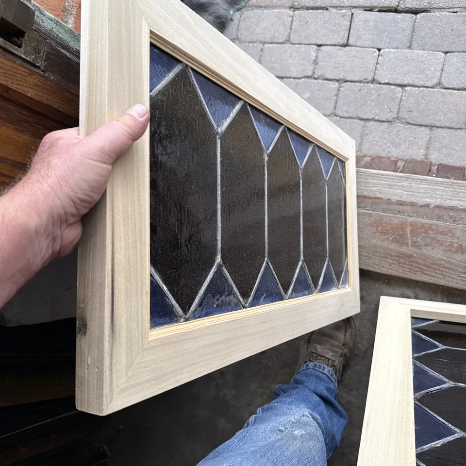 SG5117 Two Av price each antique Stained Glass window 16.25 x 31.25 - Image 4 of 4