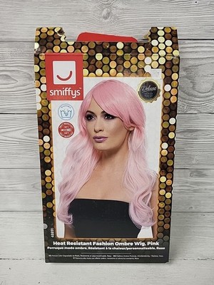 Smiffys rosa ombre lange gewellte Perücke hitzebeständig Kostüm PD