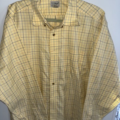 LL BEAN Men's Button Down Shirt, Checkered, XL