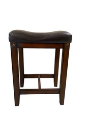 1 Vintage Mahogany? Bar Stools with Faux Leather Counter- Hight Cushion Seat
