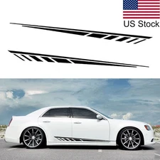 2pcs 67'' Black Sport Racing Stripe Car Body Side Door Skirt Vinyl Decal Sticker