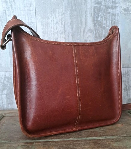 Borsa a tracolla vintage King Ranch in pelle con chiusura e cerniera - Foto 5 di 9