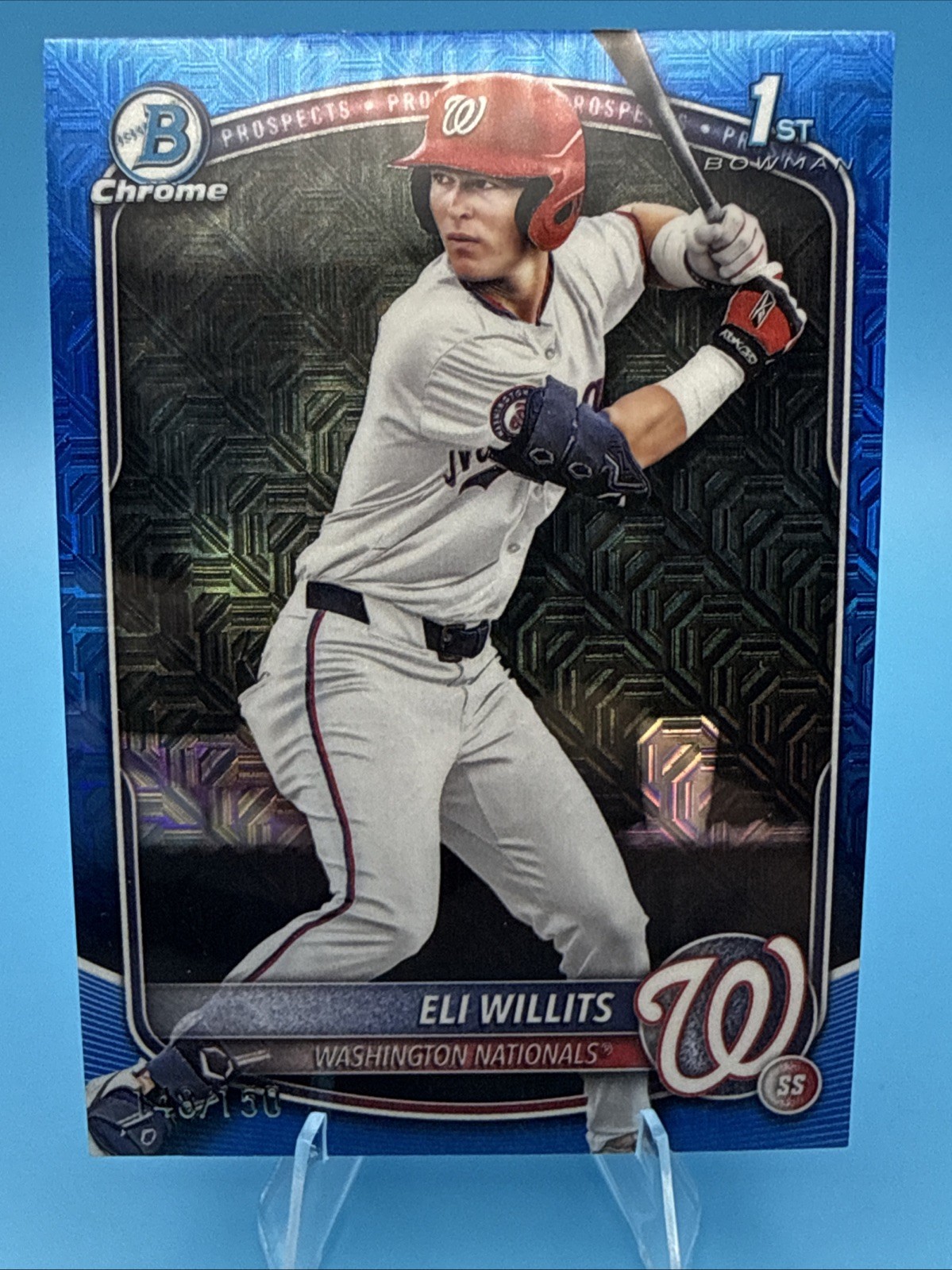 Eli Willits 2025 Bowman Draft Blue Mojo Refractor /150 Nationals #BDC-1