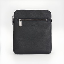 Image of HUGO BOSS Highway All Leather Zip Bag 50529289 Black